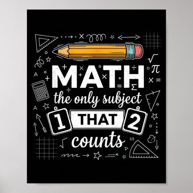 Math The Only Subject That Counts Funny Math Teach Poster (Front)