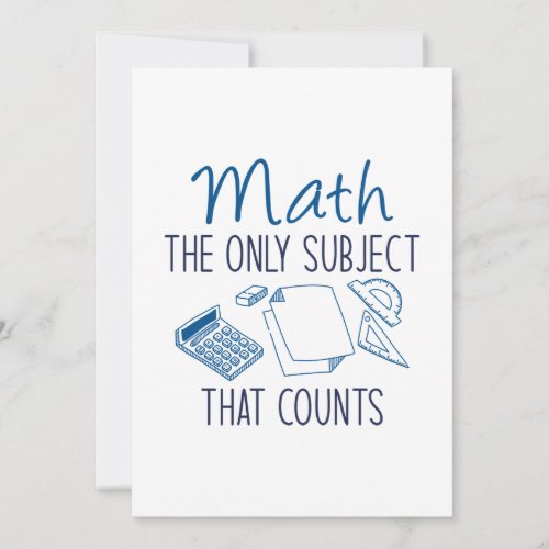 Math The Only Subject That Counts Thank You Card