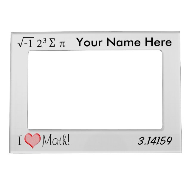 Math Themed Magnetic Photo Frame with Your Name (Front)