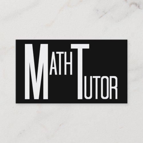 Math Tutor Black and White Business Cards