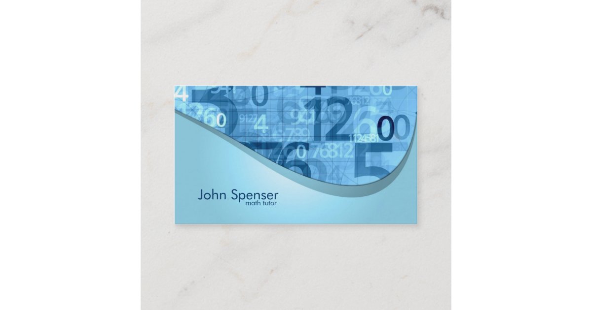 Math Tutor Blue Numbers Business Card Zazzle