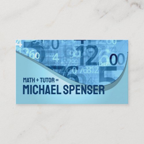 Math Tutor Blue Numbers Business Card