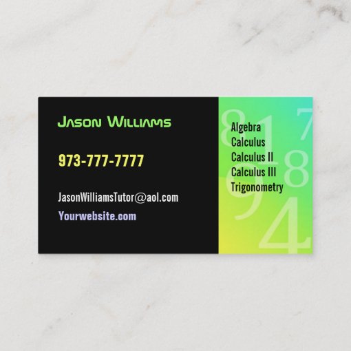 Math Tutor Business Cards Zazzle