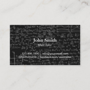 Math Tutor Chalkboard Background Professional Business Card