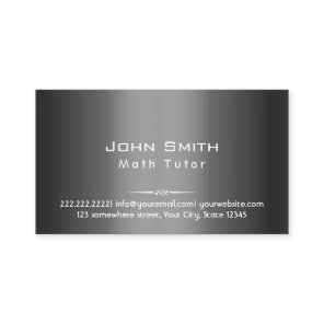 Math Tutor Classy Dark Grey Metal Business Card