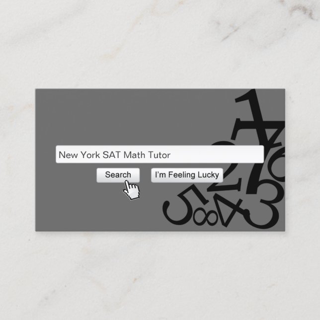 Math Tutor Creative Search Bar Dark Gray Business Card (Front)