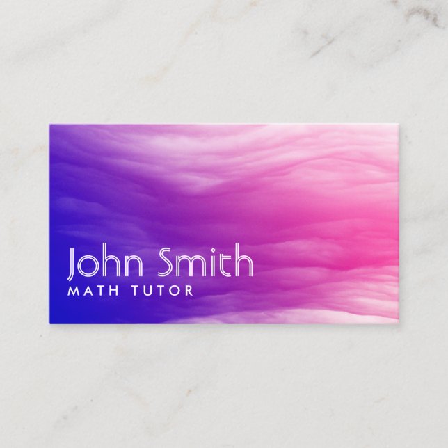 Math Tutor Elegant Colorful Clouds Business Card (Front)