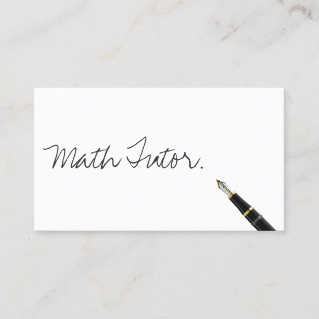Math Tutor Free Handwriting Script Business Card (Front)