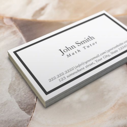 Simple Black Border Math Tutor Business Card