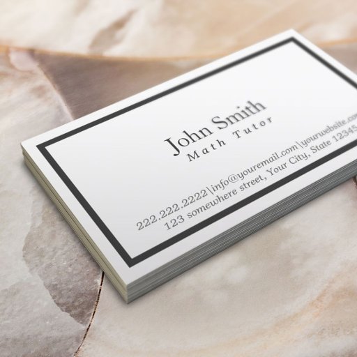 Customizable Simple Black Border Math Tutor Business Card