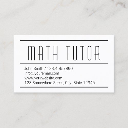 Modern Simple White Math Tutor Business Card