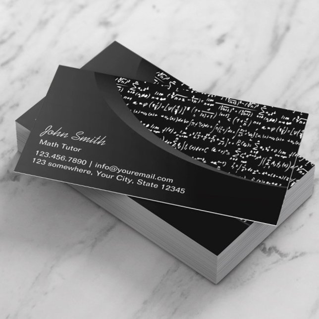 Math Tutor Professional Black Curve Business Card (Creator Uploaded)