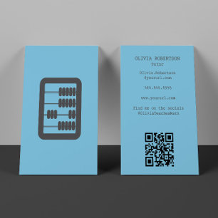 Math Tutor Vintage Abacus Counter Blue and Gray Business Card