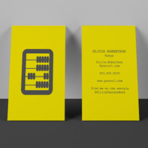 Math Tutor Vintage Abacus Counter Yellow and Gray Business Card