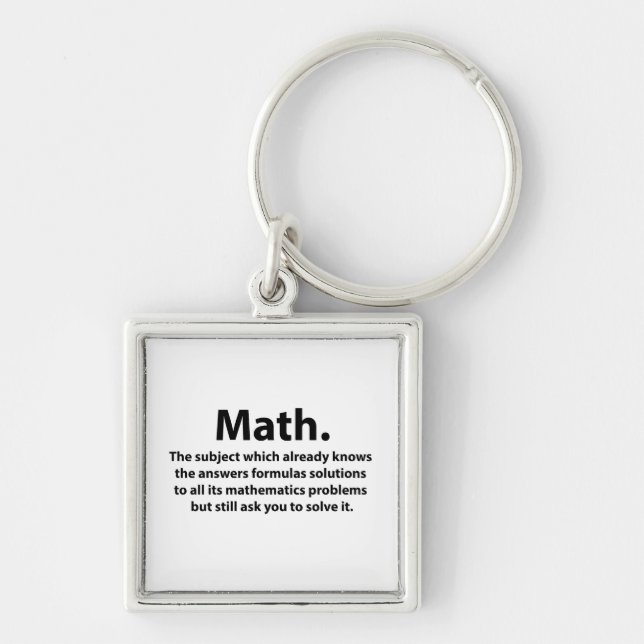 Math Typography Funny Math  Keychain (Front)