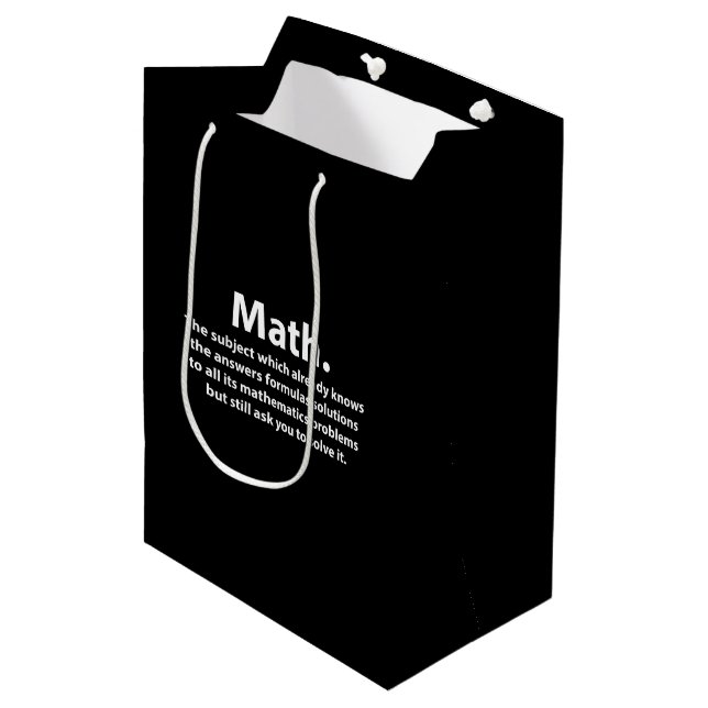 Math Typography Funny Math Medium Gift Bag (Front Angled)