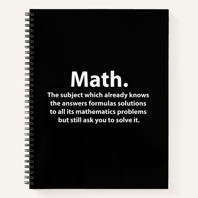 Math Typography Funny Math  Notebook (Front)