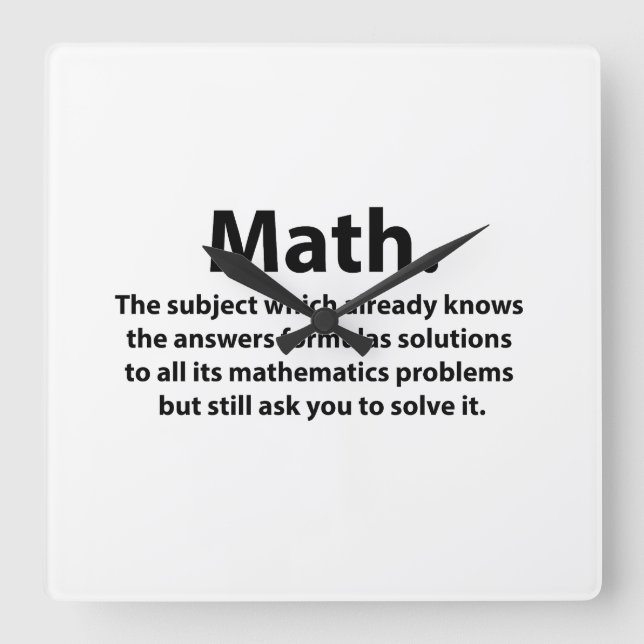 Math Typography Funny Math  Square Wall Clock (Front)