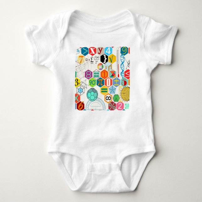 Math (white) baby bodysuit (Front)