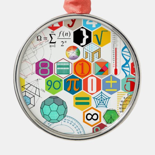 Math white metal ornament