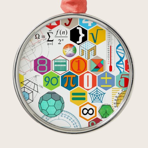 Math (white) metal ornament