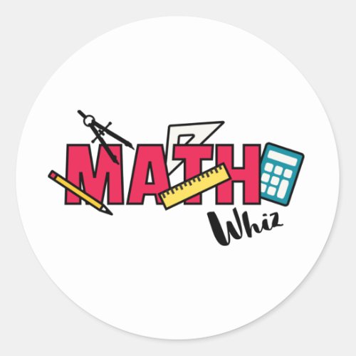 Math Whiz Classic Round Sticker