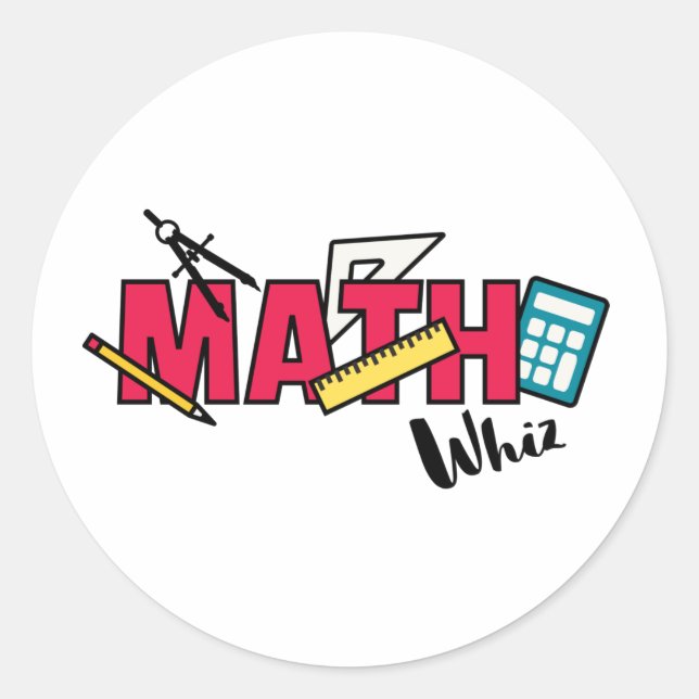 Math Whiz Classic Round Sticker (Front)