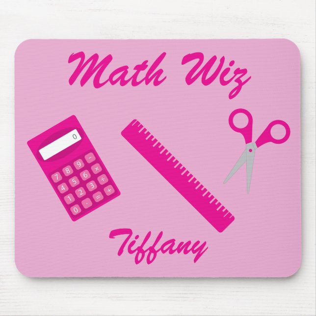 Math Wiz in Pink Mouse Pad (Front)