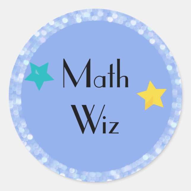 Math Wiz with Stars Classic Round Sticker (Front)