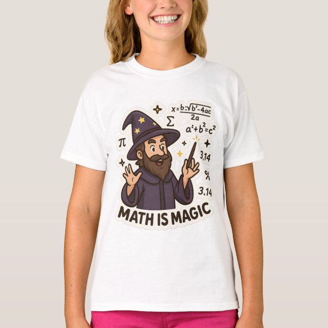 Math Wizard Sticker – “Math is Magic” Transparent  T-Shirt (Front)