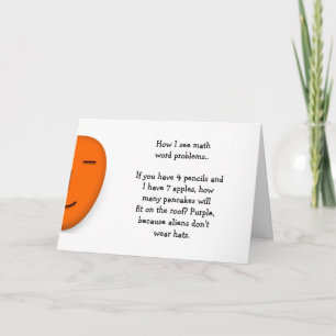 Math Word Problems Funny Math Joke Teacher Humor Card