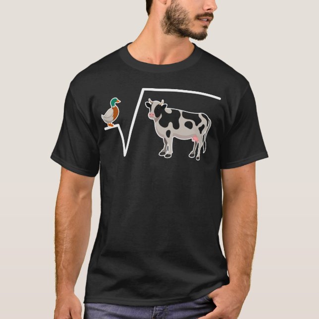 Mathe Wortspiel n-te Ente Wurzel aus Q Kuh T-Shirt (Front)