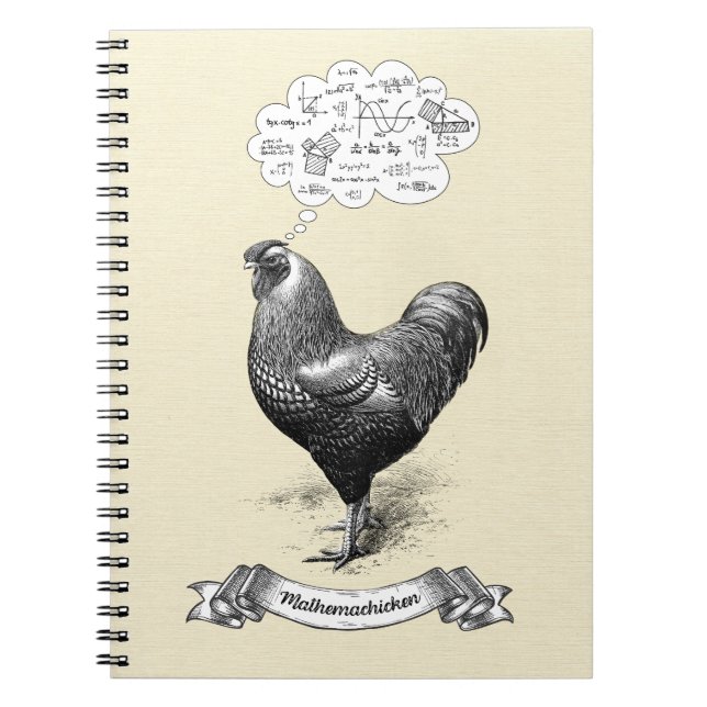 Mathemachicken Funny Math Chicken Pun Joke Notebook (Front)