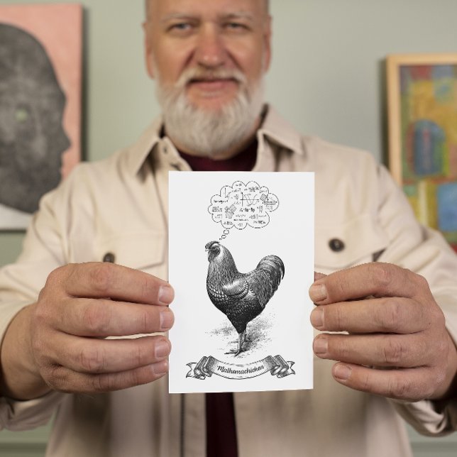 Mathemachicken Funny Math Chicken Pun Joke Postcard (Creator Uploaded)