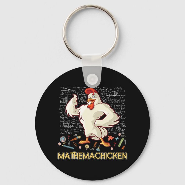 Mathemachicken Math Lover Funny Chicken Keychain (Front)