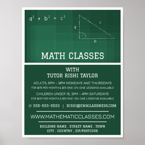 Mathematic Chalkboard Math Classes Advertising Poster