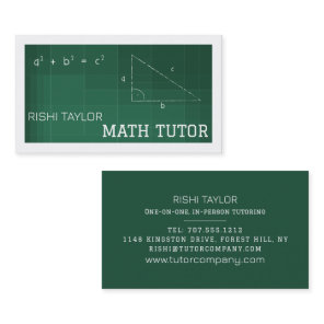 Mathematic Chalkboard, Math Tutor, Teacher Business Card