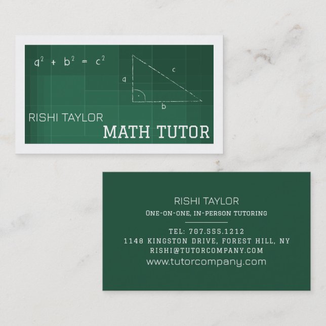 Mathematic Chalkboard, Math Tutor, Teacher Business Card (Front/Back)