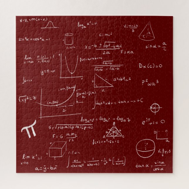 Mathematic Formulas and Equations Maroon Jigsaw Puzzle (Vertical)