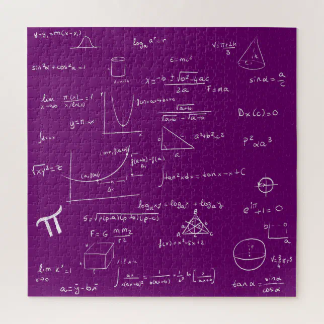 Mathematic Formulas and Equations Purple and White Jigsaw Puzzle | Zazzle