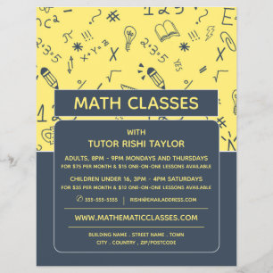 Mathematic Icon Design, Math Classes Advertising Flyer