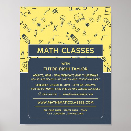Mathematic Icon Design Math Classes Advertising Poster