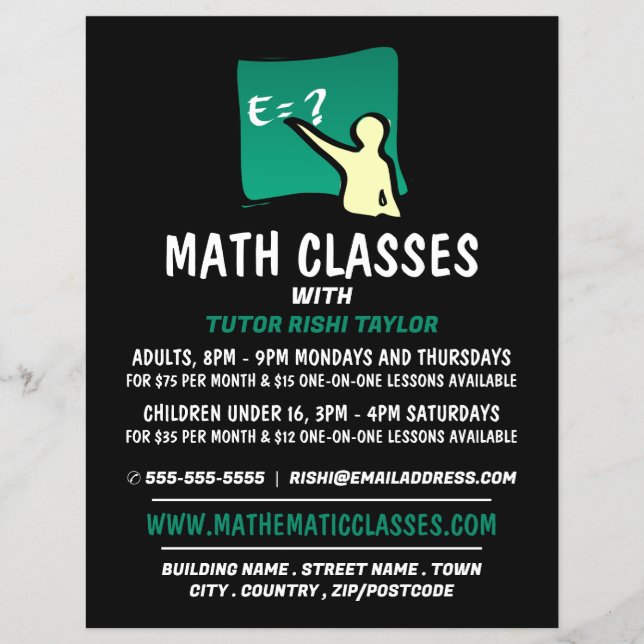 Mathematic Logo, Math Classes Advertising Flyer (Front)