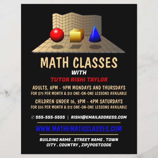 Mathematic Shapes, Math Classes Advertising Flyer (Front)