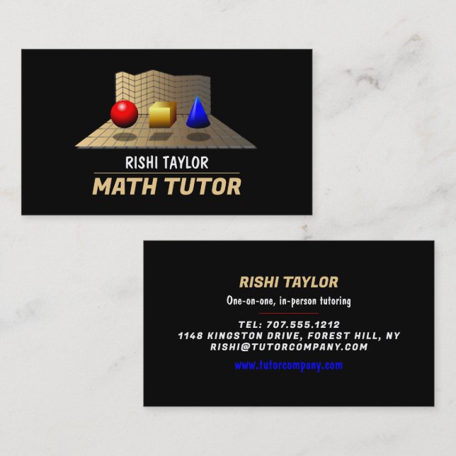 Mathematic Shapes, Math Tutor, Teacher Business Card (Front/Back)