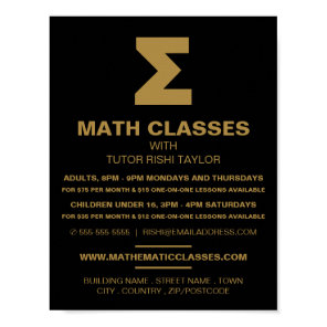 Mathematic Sigma Symbol, Math Classes Advertising Poster