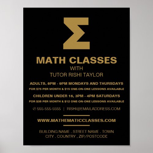 Mathematic Sigma Symbol Math Classes Advertising Poster