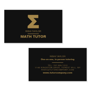 Mathematic Sigma Symbol, Math Tutor, Teacher Business Card