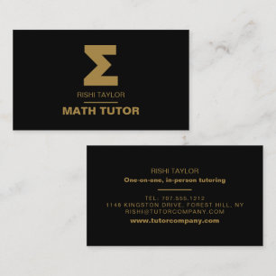 Mathematic Sigma Symbol, Math Tutor, Teacher Business Card