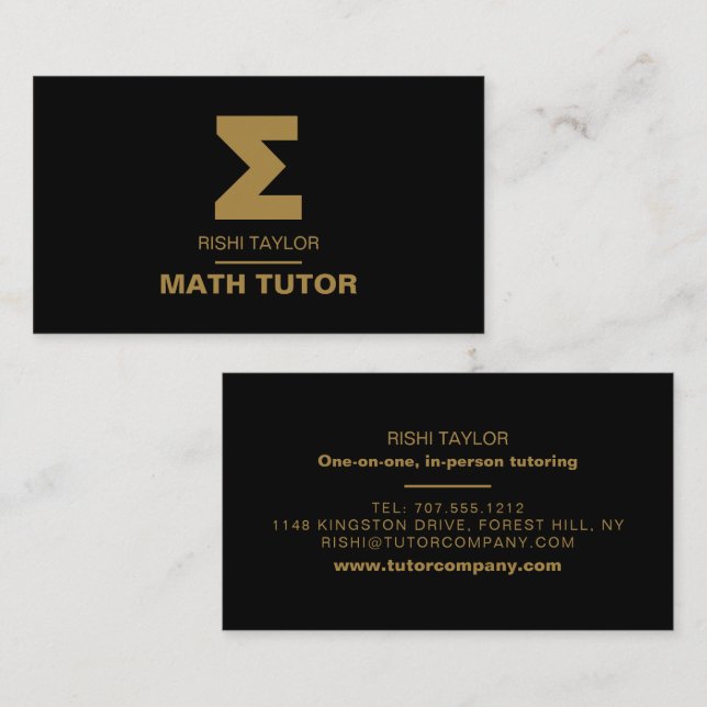 Mathematic Sigma Symbol, Math Tutor, Teacher Business Card (Front/Back)